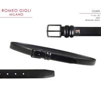 Cintura uomo stretta 3cm elegante da abito in pelle nera nero opaco 125cm fibbia