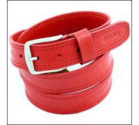 Cintura Uomo vera Pelle Rossa Cinta Donna in Cuoio Sportiva Casual di da 3,5 cm