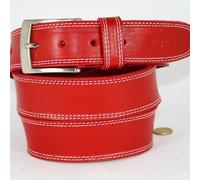 Cintura Uomo vera Pelle Rossa Cinta Donna in Cuoio Sportiva Ragazzo di da 4 cm e