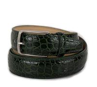 Cintura verde in pelle uomo stampa cocco o coccodrillo cinta elegante da x cerimonia artigianale per abito pantalone classico lavoro business made Italy con fibbia 3,5 cm classic belt moda 35 mm 130