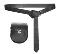Cintura vintage in pelle PU con tasca portamonete a tema medievale Partito Dressingup cintura con motivo goffrato Cosplay fornitura, Nero B
