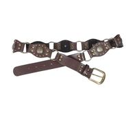 Cintura Western Donna Retrò con Intaglio e Patchwork Vintage | Regolabile e Confortevole, Stile Boho Ispirato al Western, Colore Caffè, Lega di Zinco e Pu