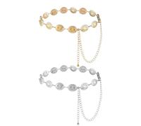 Cintura Western per Donna, 2 pcs Fibbie Regolabili Cintura, con Concho e Catena in Metallo Oro Argento Fascia Country Boho, per Tenue de Concert de Campagne per Robe