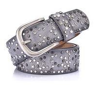 Cinture Borchiate da Donna con Rivetto in Disposizione Circolare E A Stelle per Punk Rock Biker Rocker Hip Hop O Jeans Pantaloni Abiti,Grigio,110cm/waist:36"~38"