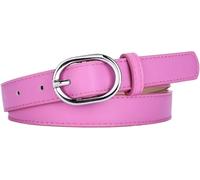 Cinture da Donna Cintura da Donna Versatile Pelle Pu Ovale in Lega Metallo Fibbia Ad Ardiglione Jeans Vestito Cinture Casual per Ragazze, Pink, Yk pu 2.4cm X106cm