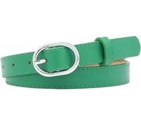Cinture da Donna Cintura da Donna Versatile Pelle Pu Ovale in Lega Metallo Fibbia Ad Ardiglione Jeans Vestito Cinture Casual per Ragazze, Green, Yk pu 2.4cm X106cm