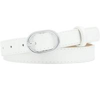 Cinture da Donna Cintura da Donna Versatile Pelle Pu Ovale in Lega Metallo Fibbia Ad Ardiglione Jeans Vestito Cinture Casual per Ragazze, White, Yk pu 2.4cm X106cm