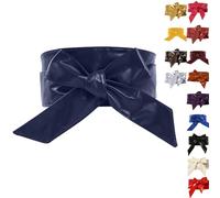 Cinture in pelle PU per donne corsetto cintura con fiocco ampio Cinch tinta unita cintura per abiti, gonne o top, chiusura avvolgente regolabile in diversi colori, opzioni di taglia universale, Blu