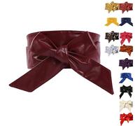 Cinture in pelle PU per donne corsetto cintura con fiocco ampio Cinch tinta unita cintura per abiti, gonne o top, chiusura avvolgente regolabile in diversi colori, opzioni di taglia universale, vino