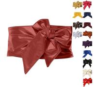 Cinture in pelle PU per donne corsetto cintura con fiocco ampio Cinch tinta unita cintura per abiti, gonne o top, chiusura avvolgente regolabile in diversi colori, opzioni di taglia universale, Rosso