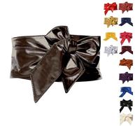 Cinture in pelle PU per donne corsetto cintura con fiocco ampio Cinch tinta unita cintura per abiti, gonne o top, chiusura avvolgente regolabile in diversi colori, opzioni di taglia universale, Caff