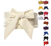 Cinture in pelle PU per donne corsetto cintura con fiocco ampio Cinch tinta unita cintura per abiti, gonne o top, chiusura avvolgente regolabile in diversi colori, opzioni di taglia universale, bianco