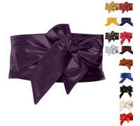 Cinture in pelle PU per donne corsetto cintura con fiocco ampio Cinch tinta unita cintura per abiti, gonne o top, chiusura avvolgente regolabile in diversi colori, opzioni di taglia universale, Viola