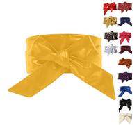 Cinture in pelle PU per donne corsetto cintura con fiocco ampio Cinch tinta unita cintura per abiti, gonne o top, chiusura avvolgente regolabile in diversi colori, opzioni di taglia universale, Giallo