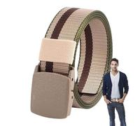 Cinture senza fori da uomo, cintura con fibbia in nylon | Cintura in nylon da 49 pollici Cintura da lavoro,Cintura scorrevole a strisce elastiche senza fori per gli uomini, uso quotidiano, beige, Se