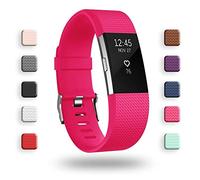 Cinturini di ricambio per Fitbit Charge 2, cinturino di ricambio per accessori morbidi, fermaglio di metallo sicuro Fitbit Charge 2 （6,7"-8,1"）- Rosa rossa