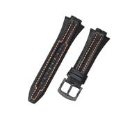 Cinturini for orologi in vera pelle adatti for Seiko sportura SNL029P2 SNL021P1 SNA595P2 SNL017P1 Cinturino 15X27MM Bracciale (Color : BlackOrange-Black-K2, Size : 27x15mm)