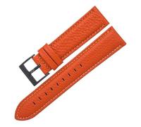 Cinturini in pelle di vitello per donna uomo Cinturini per orologi in pelle grana Litchi Accessori Cinturini, Arancione-nero, 22mm