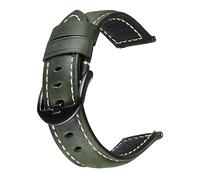 Cinturino 20/22/24/26 mm Cinturino in vera pelle Fibbia in acciaio inossidabile Uomo Cinturino da polso di ricambio in pelle di cavallo pazzo Accessorio per orologio, Verde militare 2, 26mm