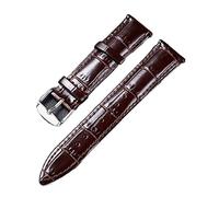 Cinturino a doppia parte della pelle di polpaccio 18/19 / 20/21 / 22mm in acciaio fibbia per uomini sostituire l'abbigliamento degli accessori per orologi (colore: marrone, dimensione: 19 mm)