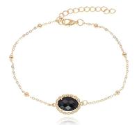 Cinturino alla caviglia regolabile color oro con pietra di vetro nera