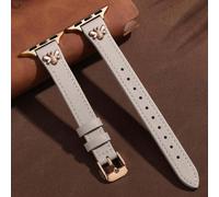 Cinturino compatibile con Apple Watch, pendente a forma di ape in oro rosa su cinturino in pelle color albicocca, adatto per 38/40/41mm, 42/44/45/46/49mm, slim fit, alla moda, adatto per giovani donne