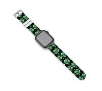 Cinturino compatibile con iWatch, motivo trifoglio e trifoglio, con scritta in lingua inglese "St Patricks Day", 38 mm/40 mm, 42 mm/44 mm, 38mm/40mm, Silicone, Nessuna pietra preziosa
