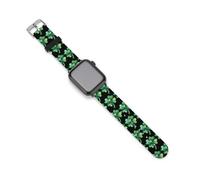 Cinturino compatibile con iWatch, motivo trifoglio e trifoglio, con scritta in lingua inglese "St Patricks Day", 38 mm/40 mm, 42 mm/44 mm, 42mm/44mm, Silicone, Nessuna pietra preziosa