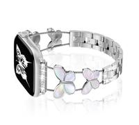 Cinturino con farfalla, compatibile con Apple Watch, da donna, 38 mm, 40 mm, 41 mm, 42 mm, elegante gioiello di design in metallo glitterato per iWatch Series SE 11 10 9 8 7 6 5 4 3, Nessun metallo