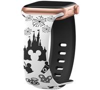 Cinturino con incisione a fumetti compatibile con Apple Watch 40mm 41mm 38mm 45mm 44mm 42mm 49mm da donna, due colori, carino, in morbido silicone, cinturino sportivo per iWatch SE Serie 9/8/7/6/5/4/3