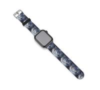 Cinturino con leone bianco con occhi azzurri luminosi, compatibile con cinturini per smart watch iWatch, 38 mm/40 mm, 42 mm/44 mm, 42mm/44mm, Silicone, Nessuna pietra preziosa