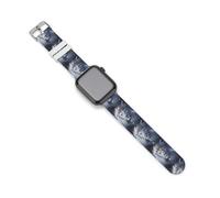 Cinturino con leone bianco con occhi azzurri luminosi, compatibile con cinturini per smart watch iWatch, 38 mm/40 mm, 42 mm/44 mm, 42mm/44mm, Silicone, Nessuna pietra preziosa