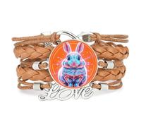 Cinturino Cyber Neon Rabbit Scienza Amore Bracciale Regolabile In Pelle | Multistrato,Punk,Braccialetto,Artigianale,Regalo,Collare,Accessorio,Amante,Etnico,Amicizia,Anno di nascita,Natale,Musica
