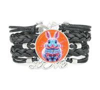Cinturino Cyber Neon Rabbit Scienza Amore Bracciale Regolabile In Pelle | Multistrato,Punk,Braccialetto,Artigianale,Regalo,Collare,Accessorio,Amante,Etnico,Amicizia,Anno di nascita,Natale,Musica