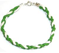 Cinturino Da Argento 1ª Legge 925 Con Cuoio Naturale Verde E Bianco. Unisex.