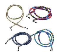 Cinturino da donna in misto cotone con cordoncino rotondo per occhiali da sole, occhiali da lettura, 70 cm, multicolore, confezione da 4