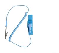 Cinturino da polso antistatico con cavo a spirale per protezione ESD, braccialetto di messa a terra con clip, resistenza 1MΩ±10%, braccialetto conduttivo blu per elettronica