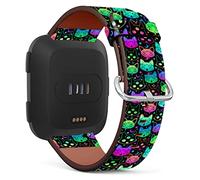 Cinturino di ricambio compatibile con Fitbit Versa 2, Versa, Versa Lite, Versa SE, con simboli magici di gatti stregoneria, Nessuna pietra preziosa