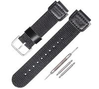 Cinturino di ricambio da uomo in nylon con anello in acciaio inox, 18 mm, per Casio AE1200WH AE-1000 SGW-300H SGW-400 AQ-S810W (fibbia nero/argento)