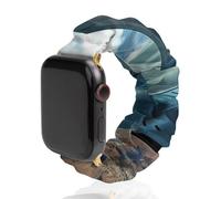 Cinturino di ricambio elastico morbido compatibile con Apple Watch Air Force Jet Aircraft Sky Scrunchie, 38mm/40mm, Acciaio inossidabile, Nessuna pietra preziosa
