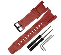 Cinturino di ricambio in resina per Casio GST-210 GST-W110 GST-W100 GST-S110 GST-S100 GST-B100 GST-S300 (Red/Black Buckle)