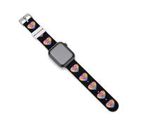 Cinturino di ricambio in silicone con simbolo della pace arcobaleno e cuore, bandiera gay orgogliosa, cinturino sportivo compatibile con Apple Watch, 38mm/40mm, Acciaio inossidabile, Ametista