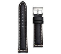 Cinturino di ricambio in vera pelle di vitello italiana, da uomo e da donna, con cuciture a contrasto bianco vintage, barrette a molla e strumento inclusi, 20mm, Pelle, Nessuna pietra preziosa