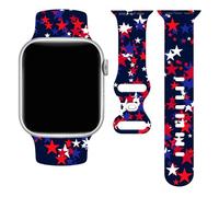 Cinturino di ricambio per orologio 4 luglio Independence Day compatibile con Apple Watch, cinturino di ricambio in silicone per iWatch tutte le serie, Stelle blu scure 38 mm, 38mm/40mm/41mm