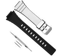 Cinturino di ricambio per orologio Casio W-215/W215H-1A/2A/7A, in silicone, resistente, impermeabile, da uomo, nero, 18 mm