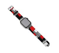 Cinturino di ricambio per orologio in stile moderno, rosso, grigio, nero e bianco, in silicone, compatibile con Apple Watch, 42mm/44mm, Acciaio inossidabile, Ametista