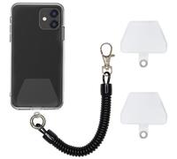 Cinturino di sicurezza per cellulare/cinghia a spirale con moschettone Nero
