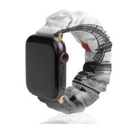 Cinturino elastico di ricambio morbido elastico per orologio con Torre Eiffel di Parigi, nero e bianco, compatibile con Apple Watch, 38mm/40mm, Acciaio inossidabile, Nessuna pietra preziosa