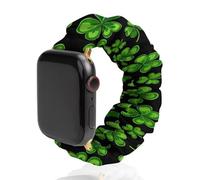 Cinturino elastico di ricambio per orologio con quadrifoglio portafortuna irlandese, per il giorno di San Patrizio, morbido, elastico, compatibile con Apple Watch, 38mm/40mm, Acciaio inossidabile