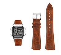 Cinturino for orologio a sgancio rapido in pelle bovina retrò da 18 mm, adatto for Casio G-Shock A158/A158W/A168/f91w/AE-1200/A159/A169/AE1300(Brown silver pin)